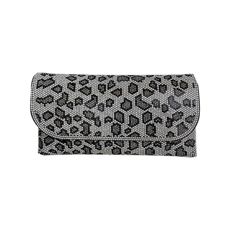 Leopard Print Rhinestone Shoulder Bag Crossbody Bag Clutch