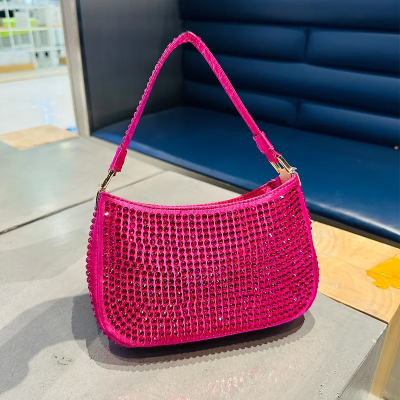 Rose Pink Rhinestone Women's Bag Hobo Bag